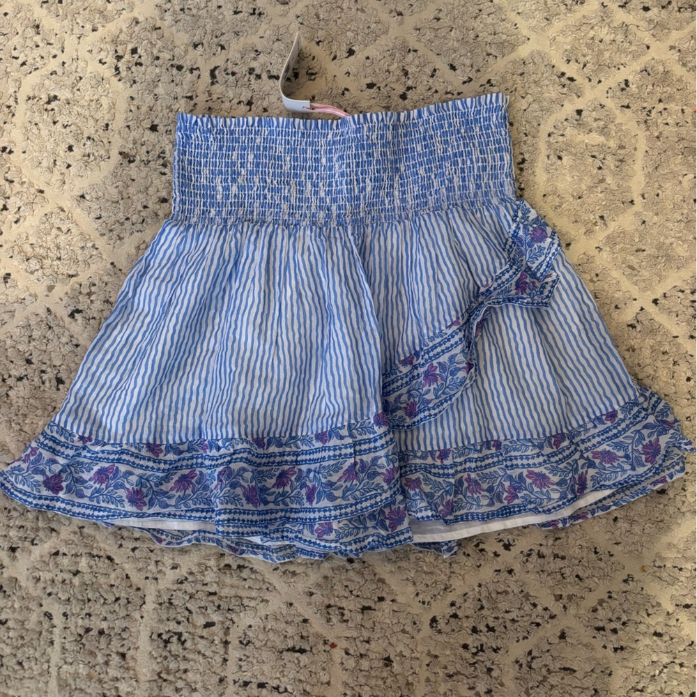 Vineyard Vines Blue and White Smocked Skirt